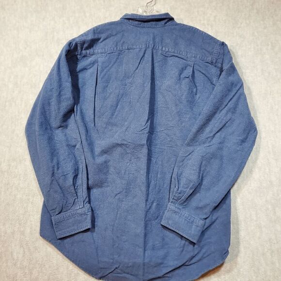 Lands' End Shirt Mens Large Blue Wool Regular Flap Chest Pockets Button Down - Picture 8 of 9